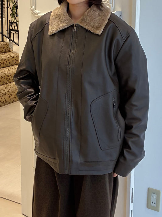 ブラウンフェイクレザージャケット DPA61454