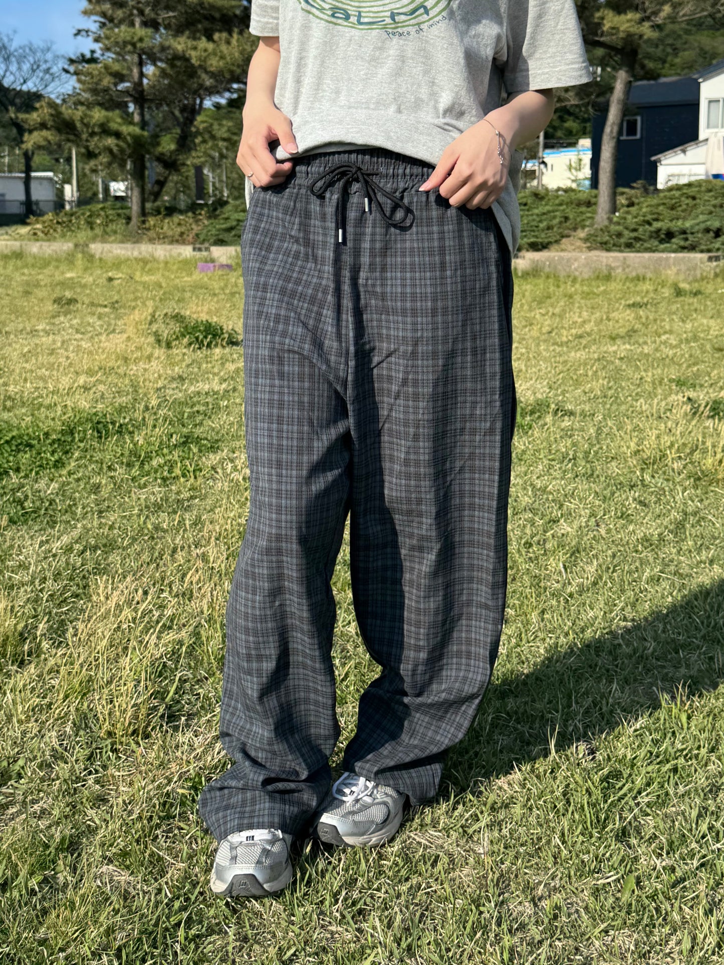 ナイロンチェックパンツ DPC03042