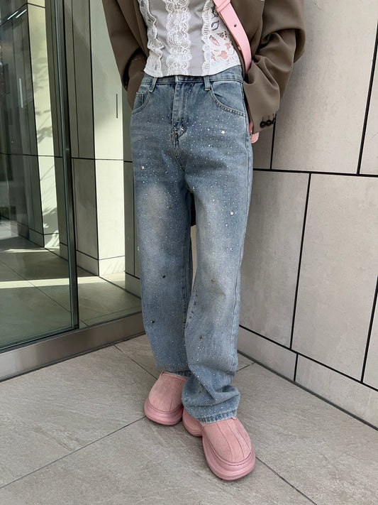 ラインストーンデニムパンツ DPB79252