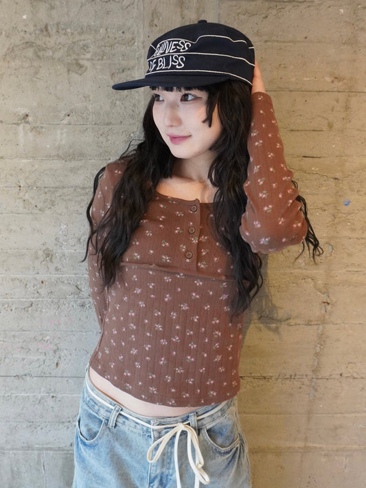 ヘンリーネックフラワーTシャツ DPB85467