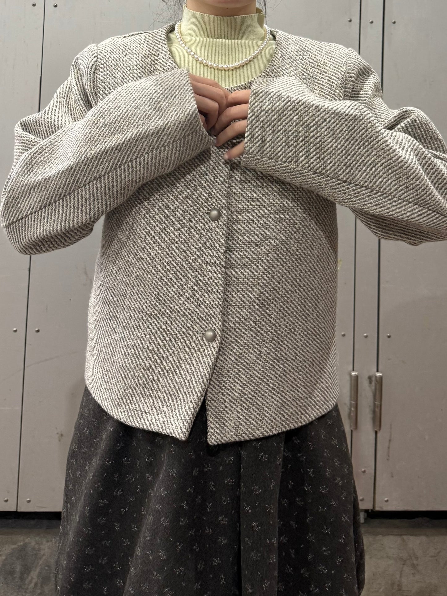 ノーカラーツイードジャケット DPA43718