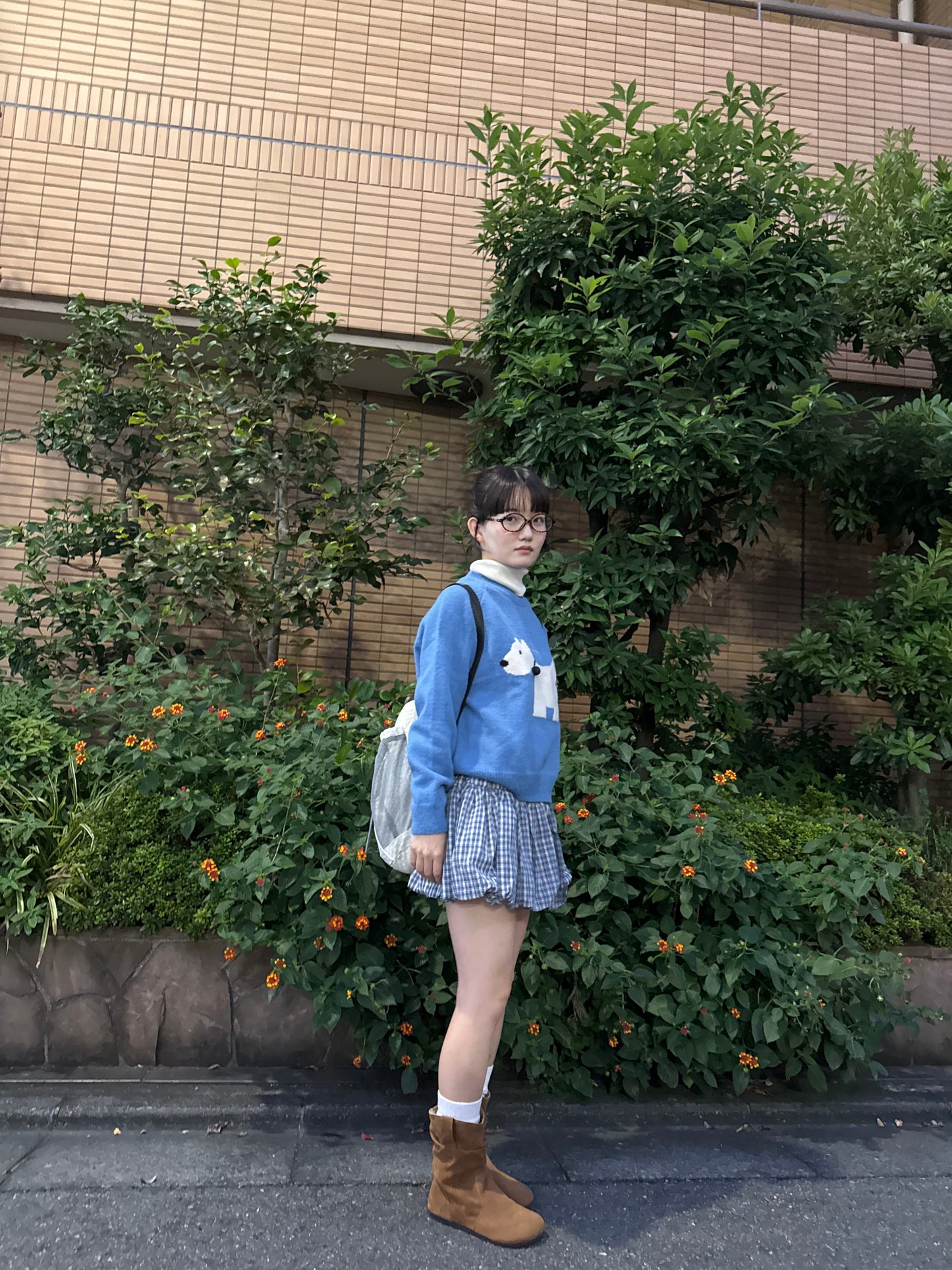 ブルーチェックバルーンスカート DPA43688