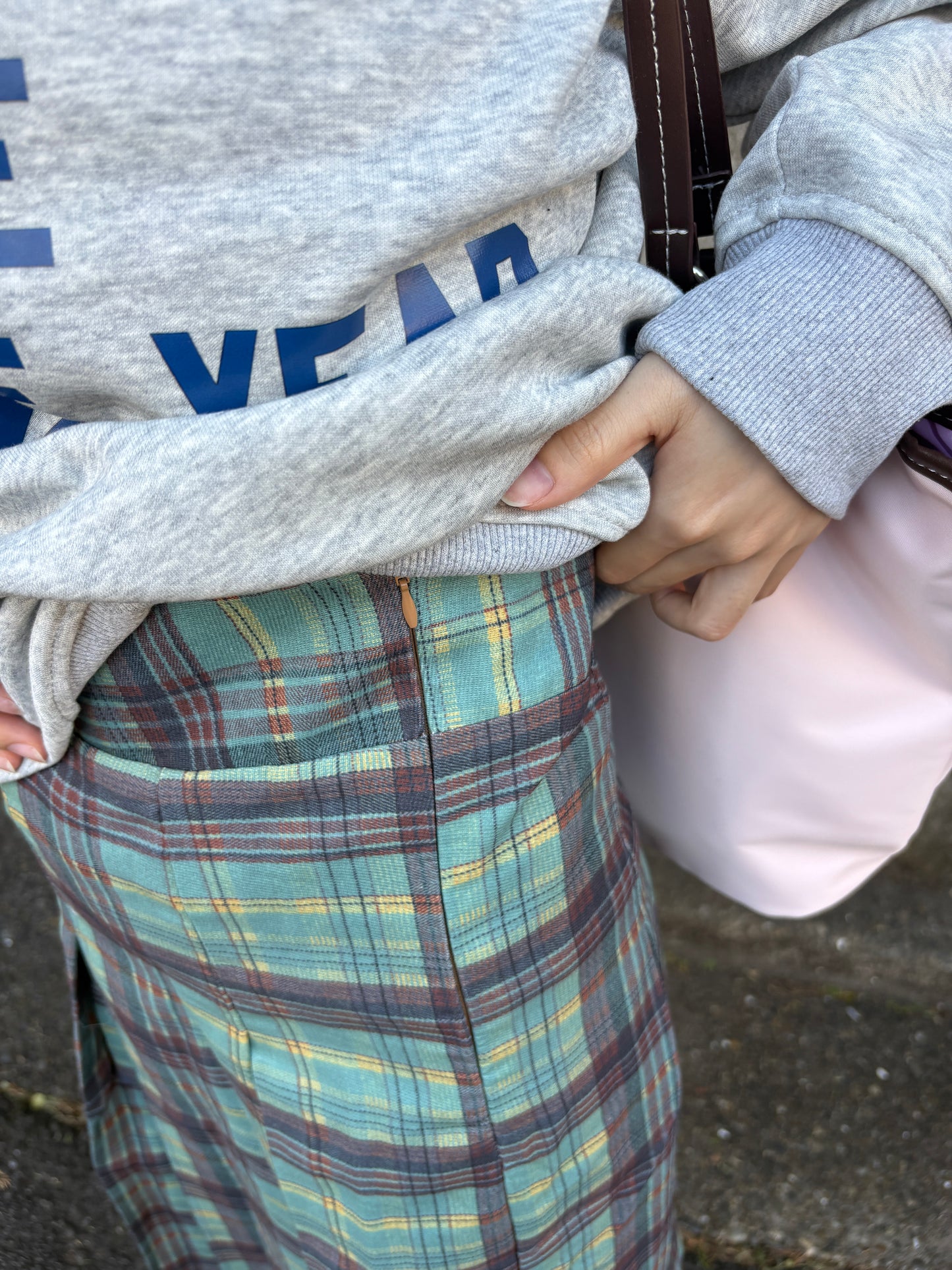 ライトグリーンプリーツチェックスカート DPA43739