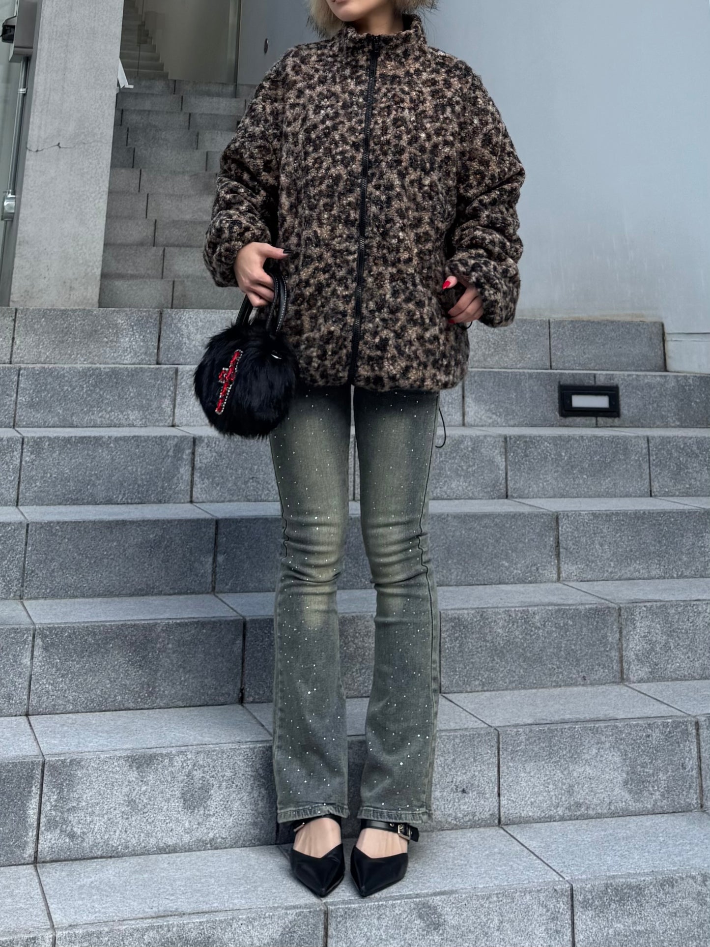 レオパードボアジップジャケット DPB86166