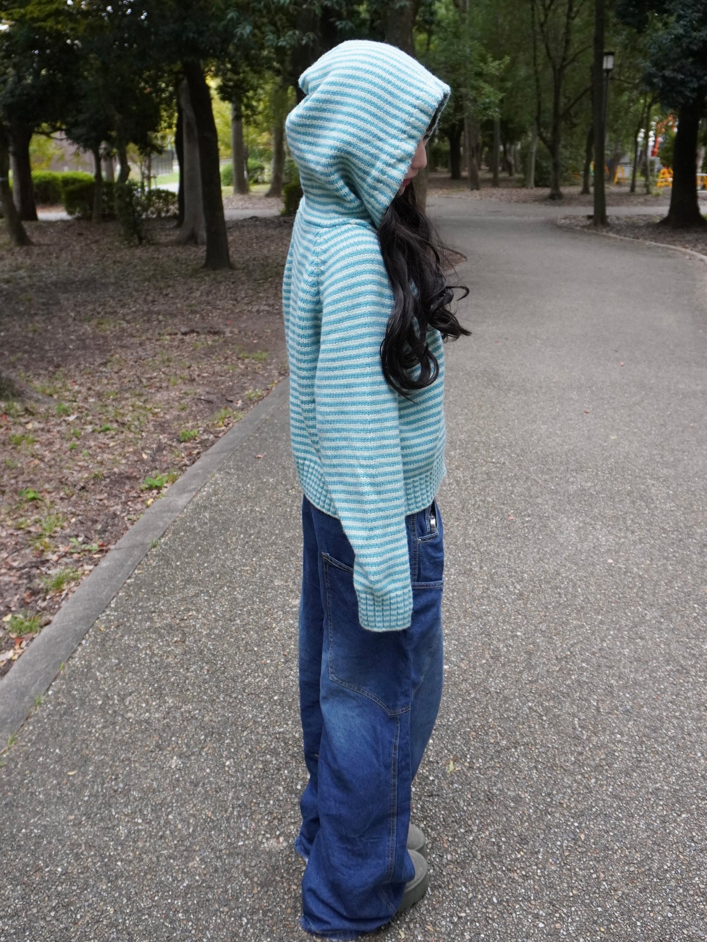 ボーダーニットダブルジップパーカー DPB85367