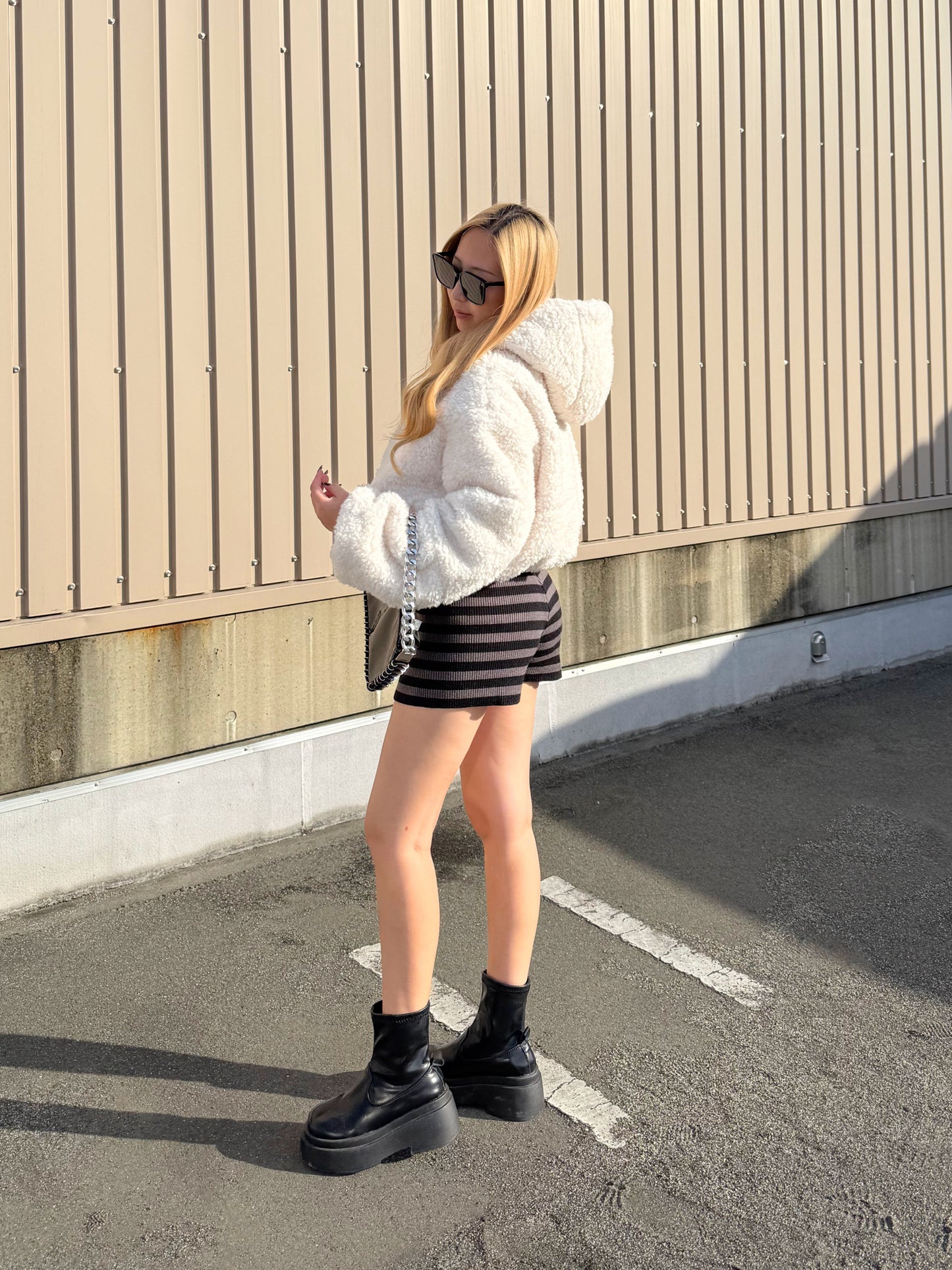 ボーダーニットショートパンツ DPB73537