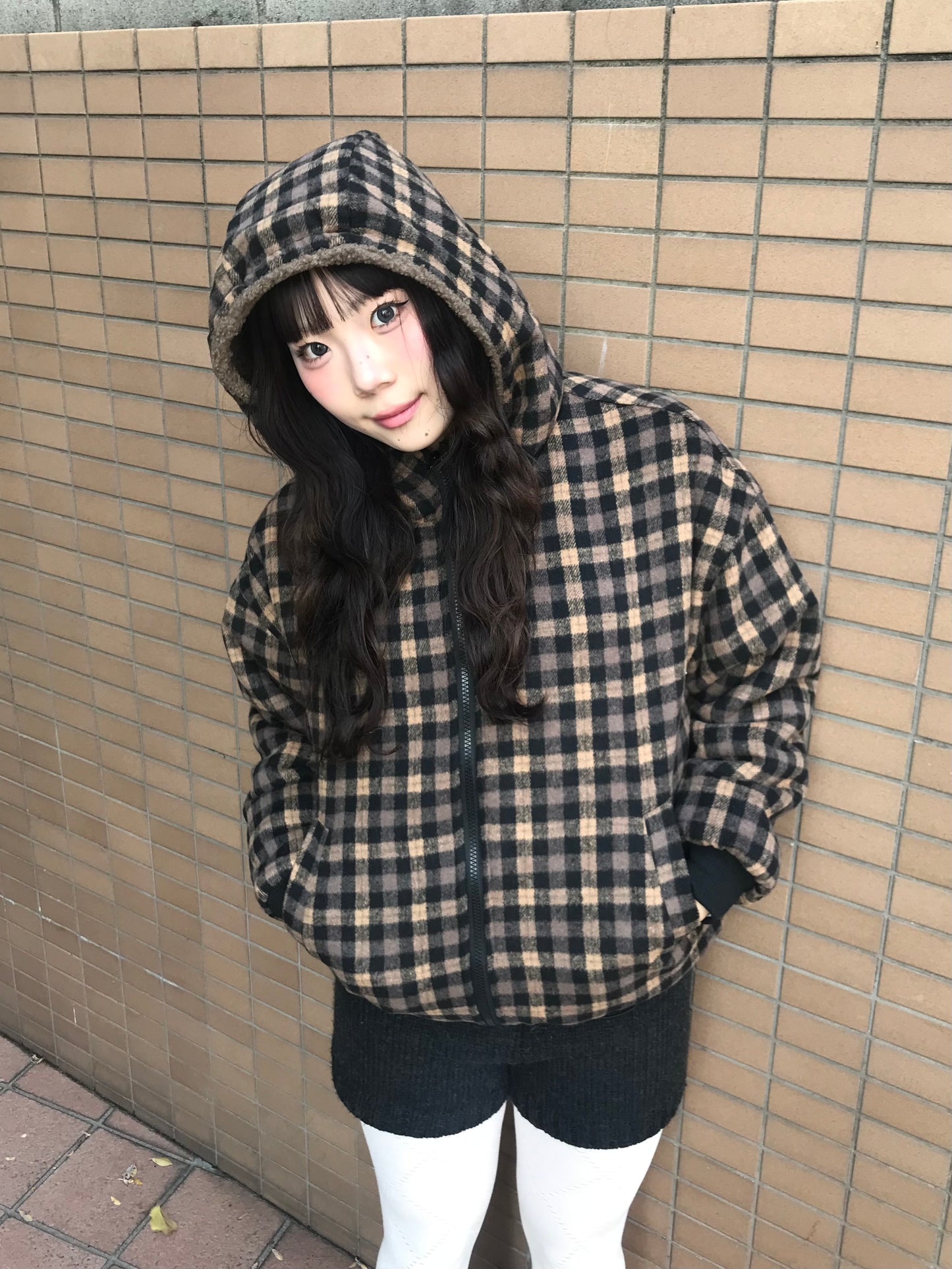 リバーシブルボアチェックアウター DPB89169