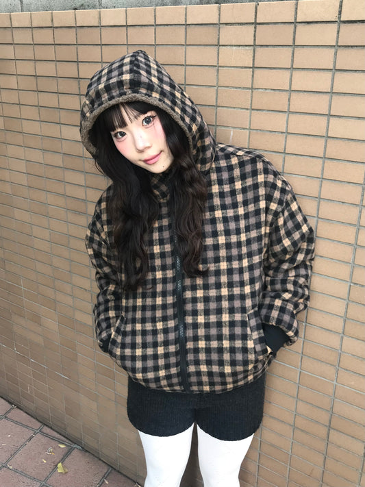 リバーシブルボアチェックアウター DPB89169