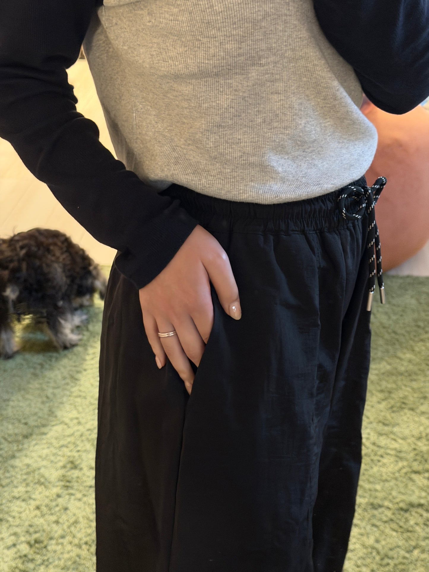 ウエストリボンナイロンワイドパンツ DPB78283