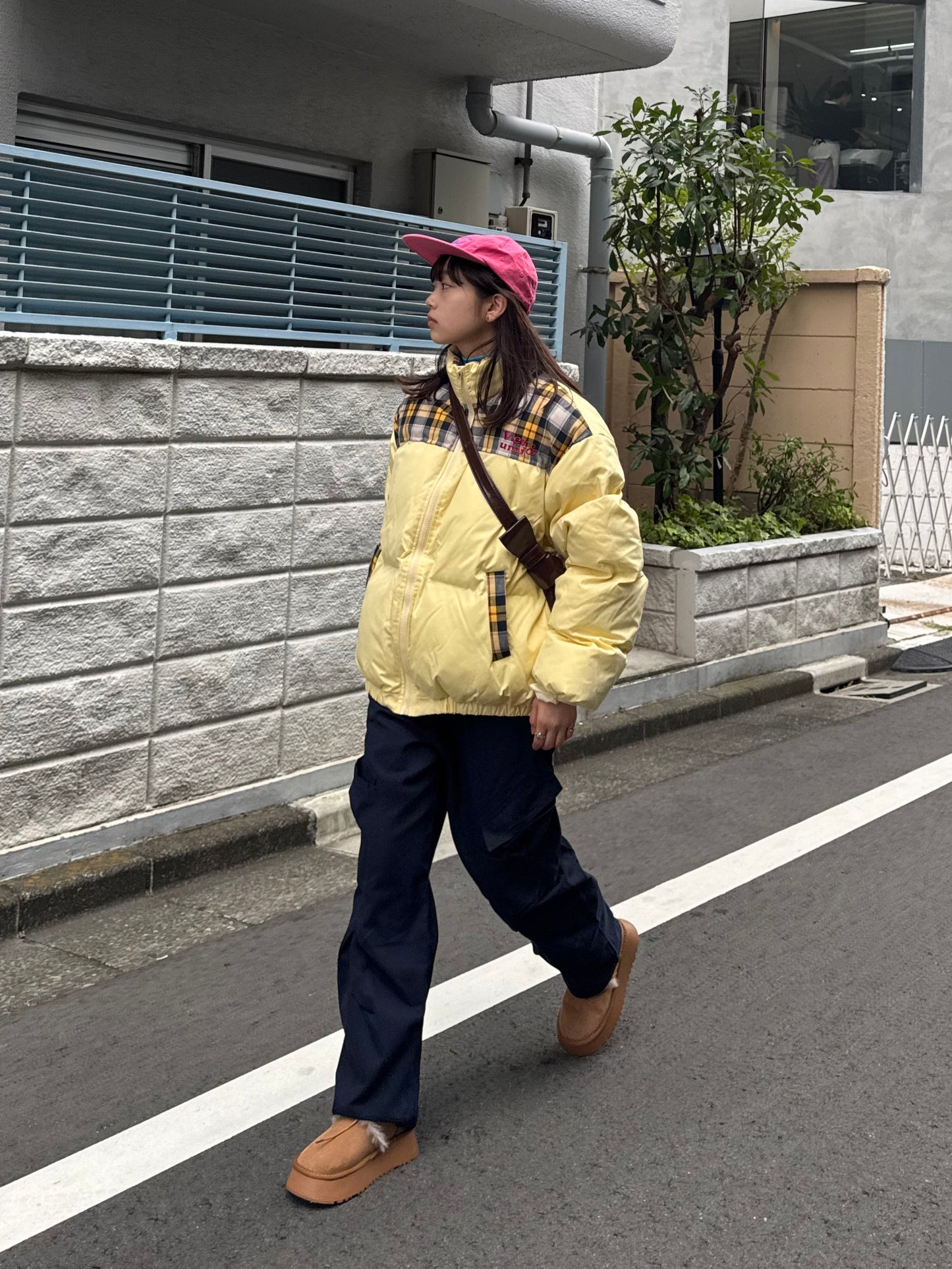 イエローチェックダウンジャケット DPB91045