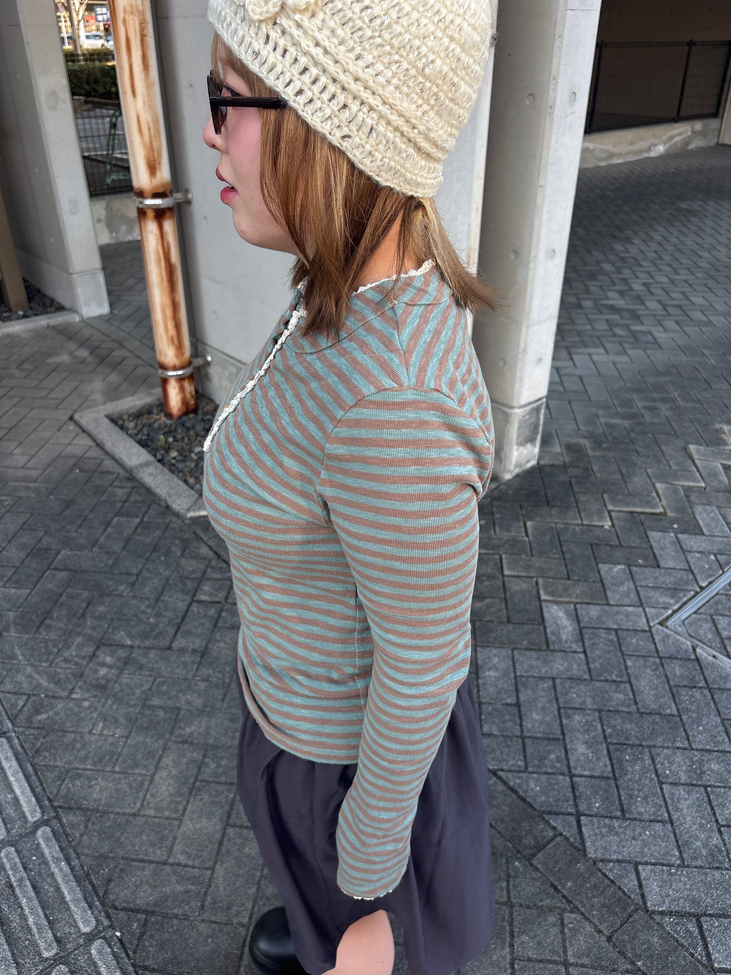 ボーダーヘンリーネックTシャツ DPB97097
