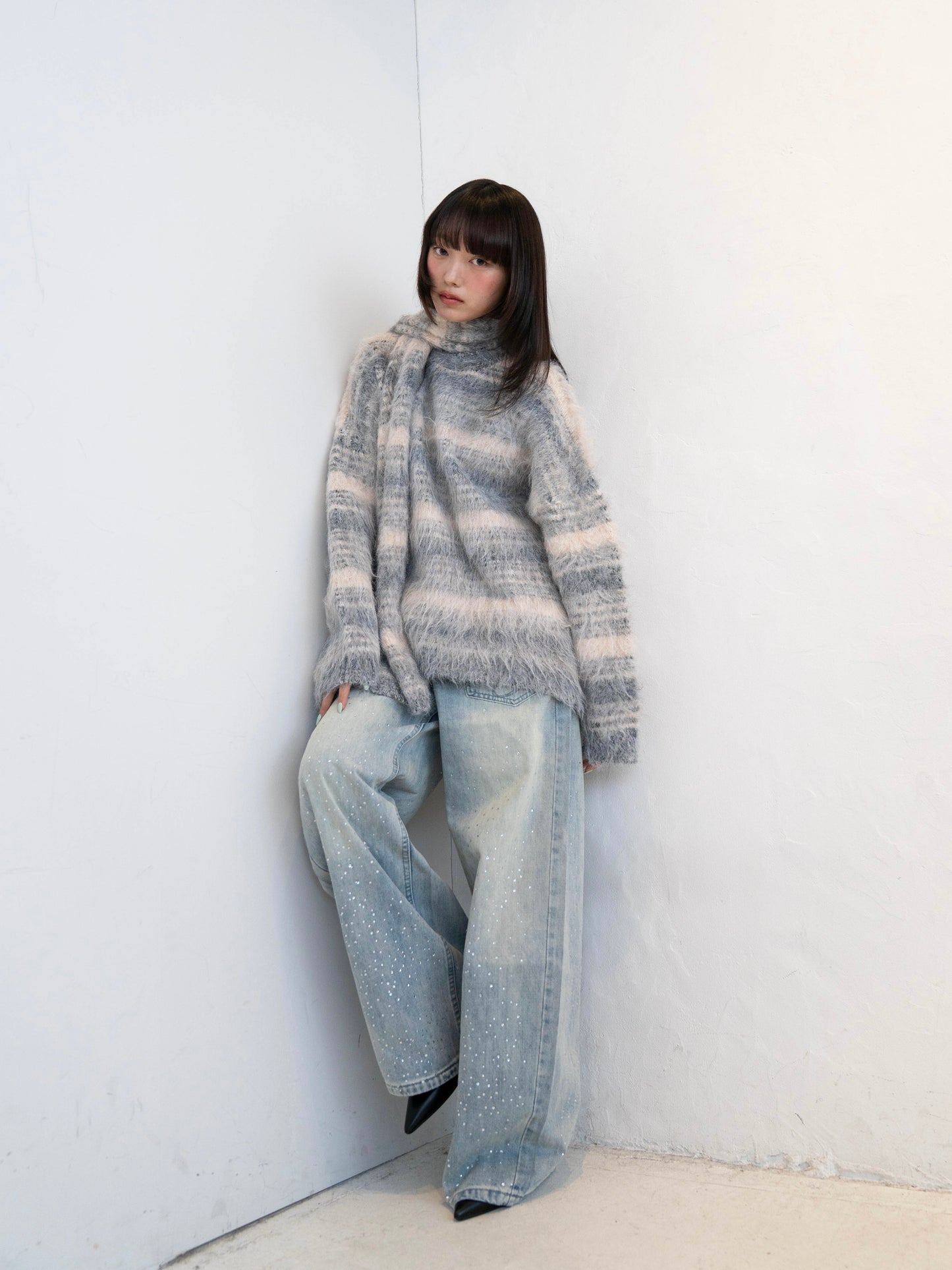 リボンマフラーボーダーニット DPC02005