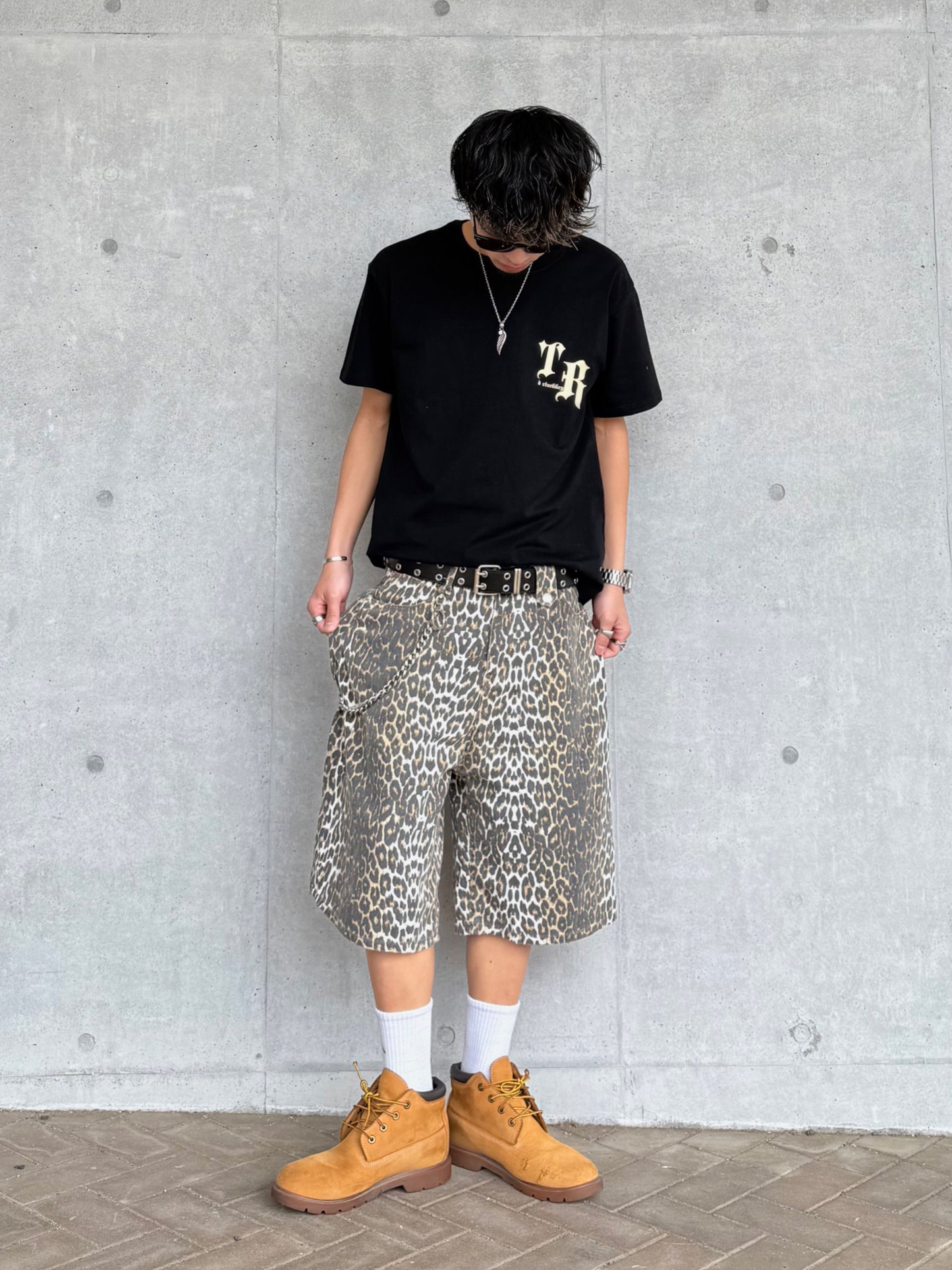 Kenshin_レオパードデニムハーフパンツ DPB73343