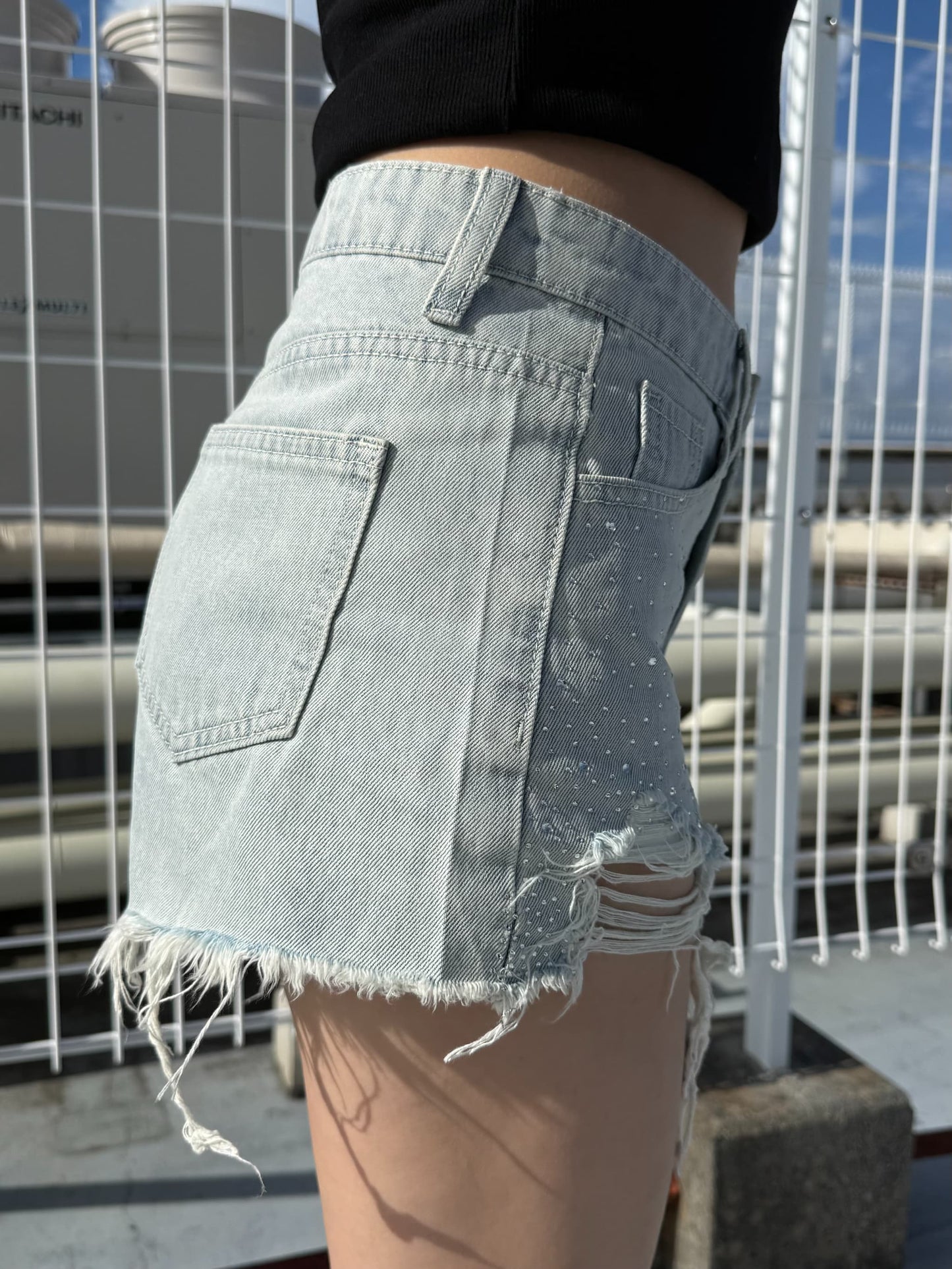 【即納】ダメージストーンミニショートパンツ DPB73664S