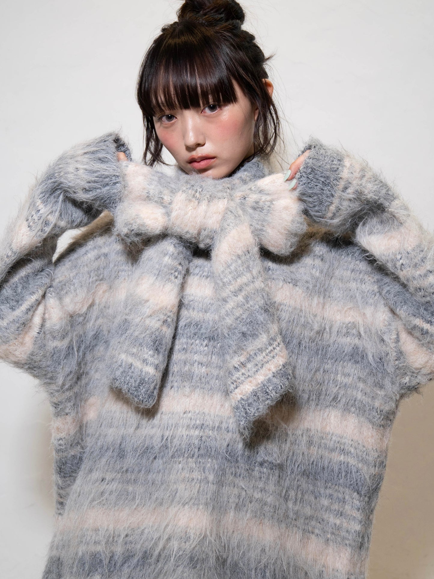 リボンマフラーボーダーニット DPC02005