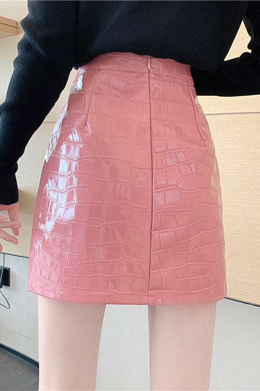 カラーメタルクロコAラインスカート DAA03706