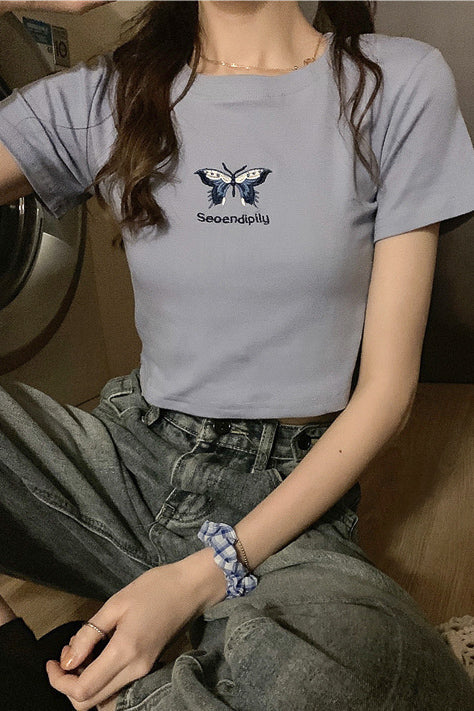 ブルーバタフライショートTシャツ DAA02290