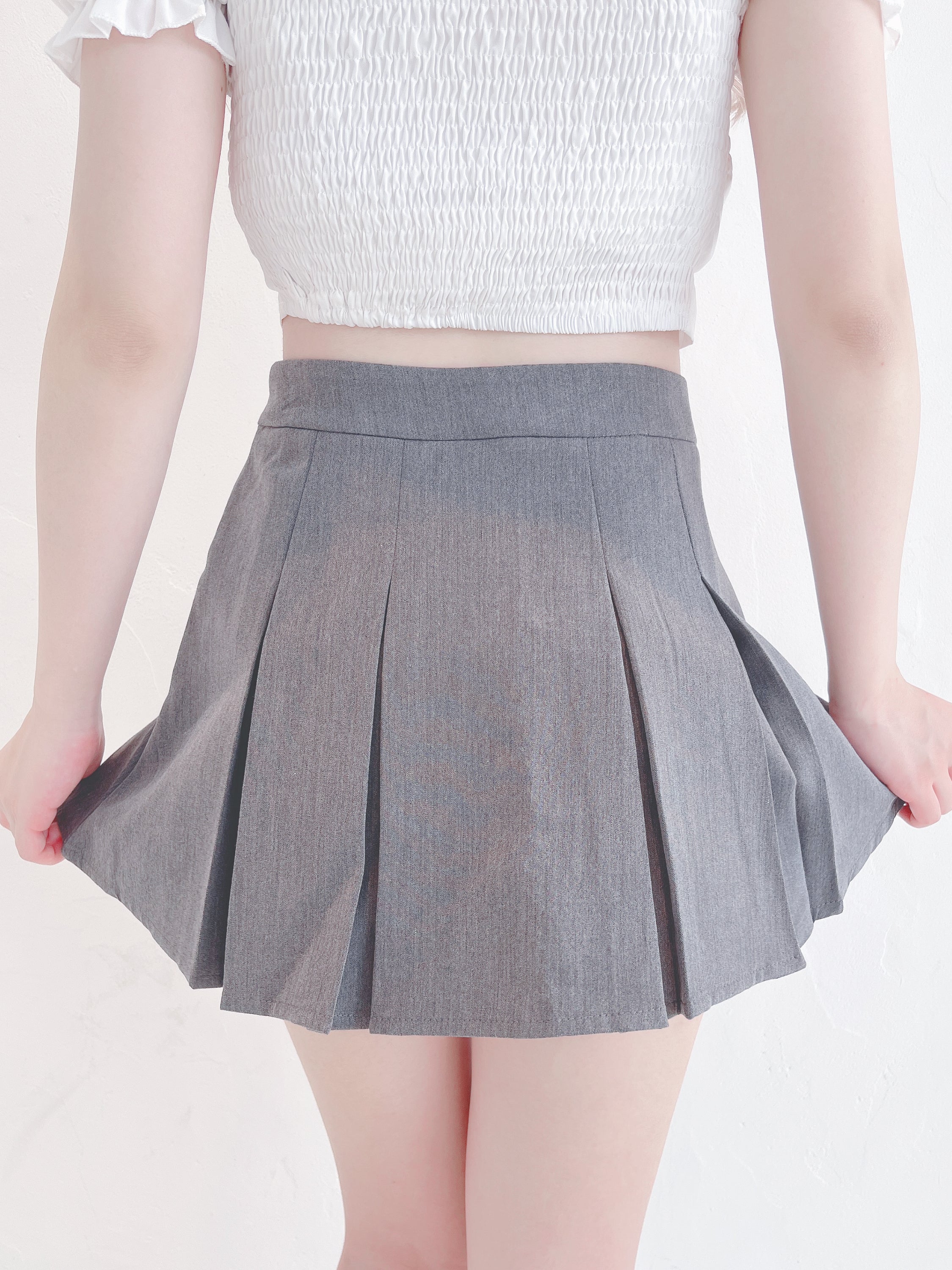 andmary プリーツスカート ミニ ベージュ ANDMARY】Nina flare mini skirt
