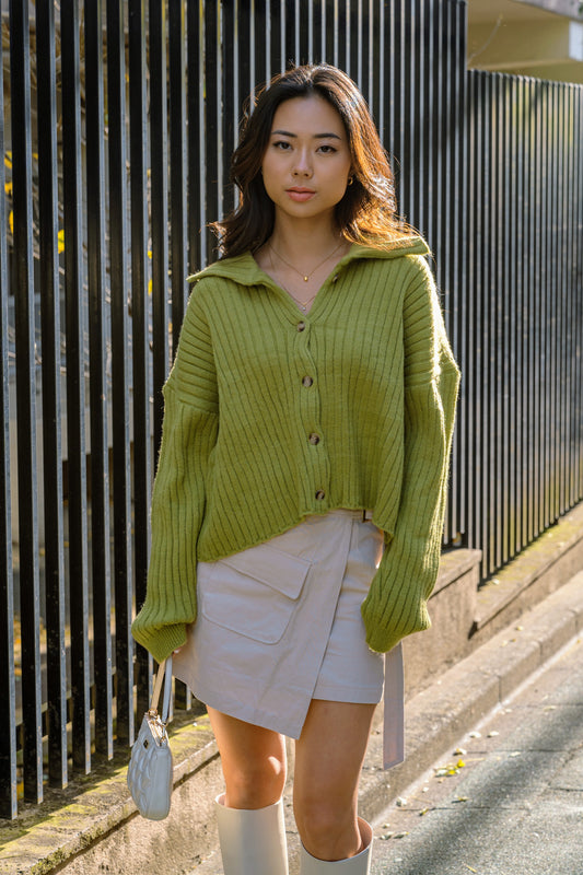 グリーンニットカーディガン DPA94058