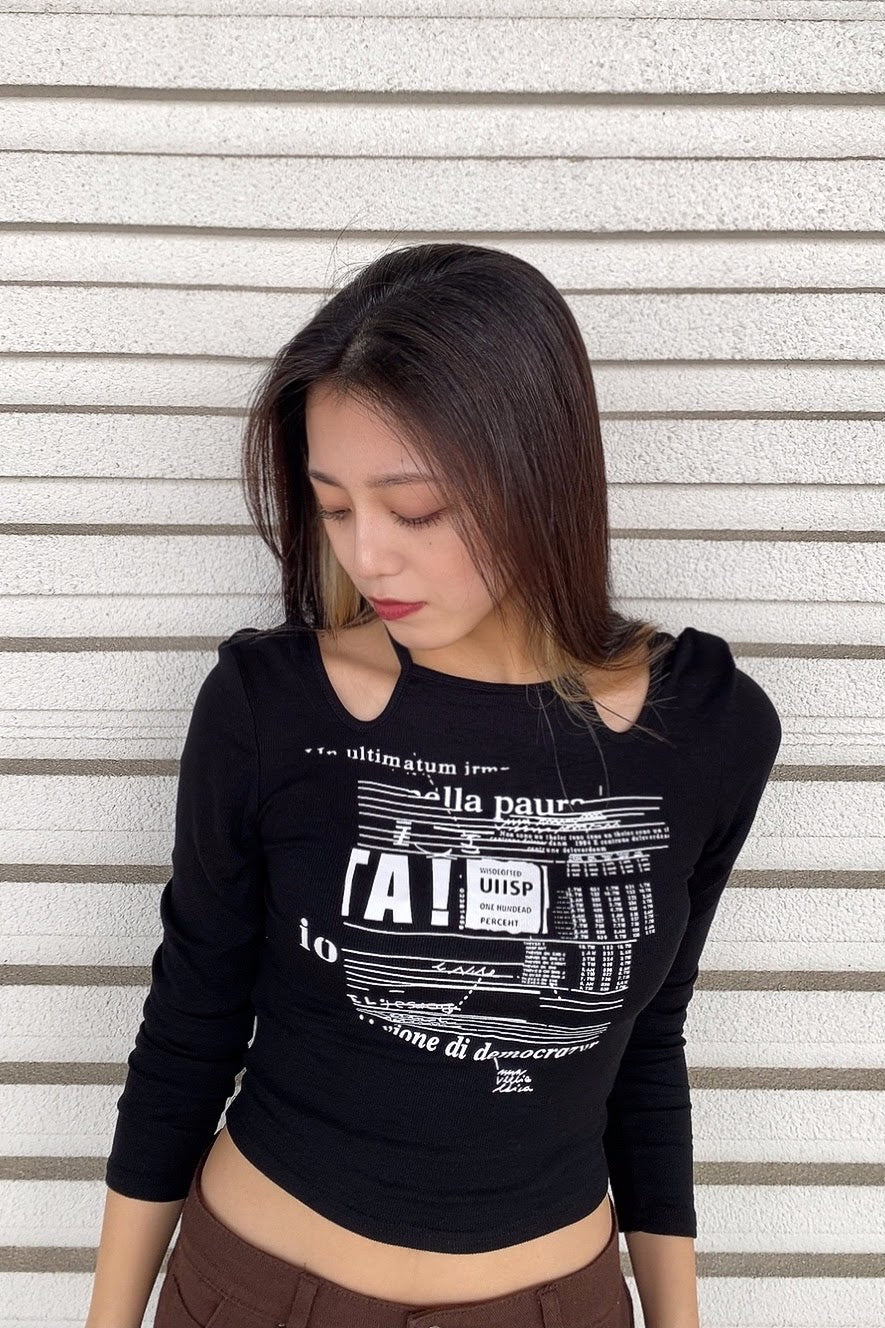 ショルダーデザインスリムロングTシャツ DPB02041