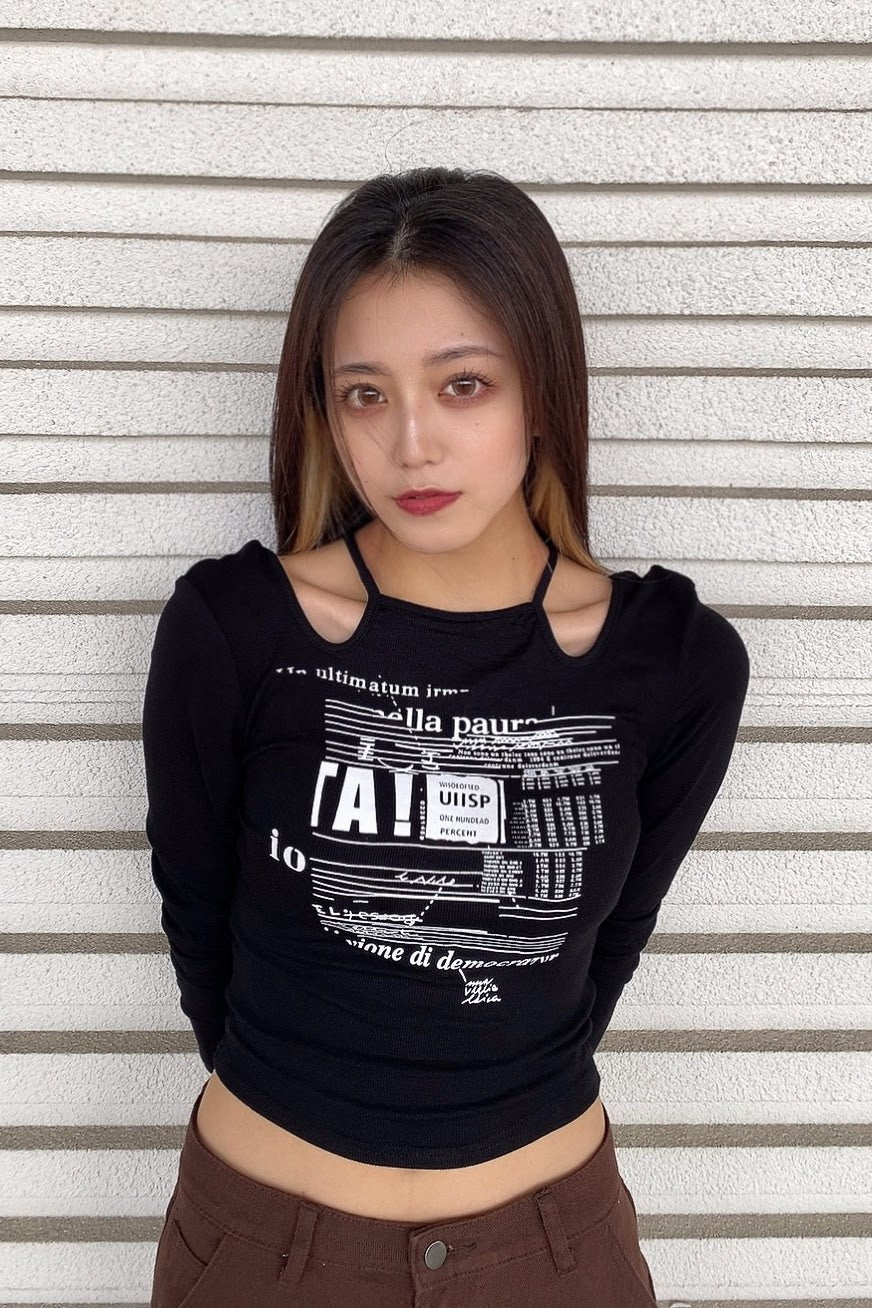 ショルダーデザインスリムロングTシャツ DPB02041