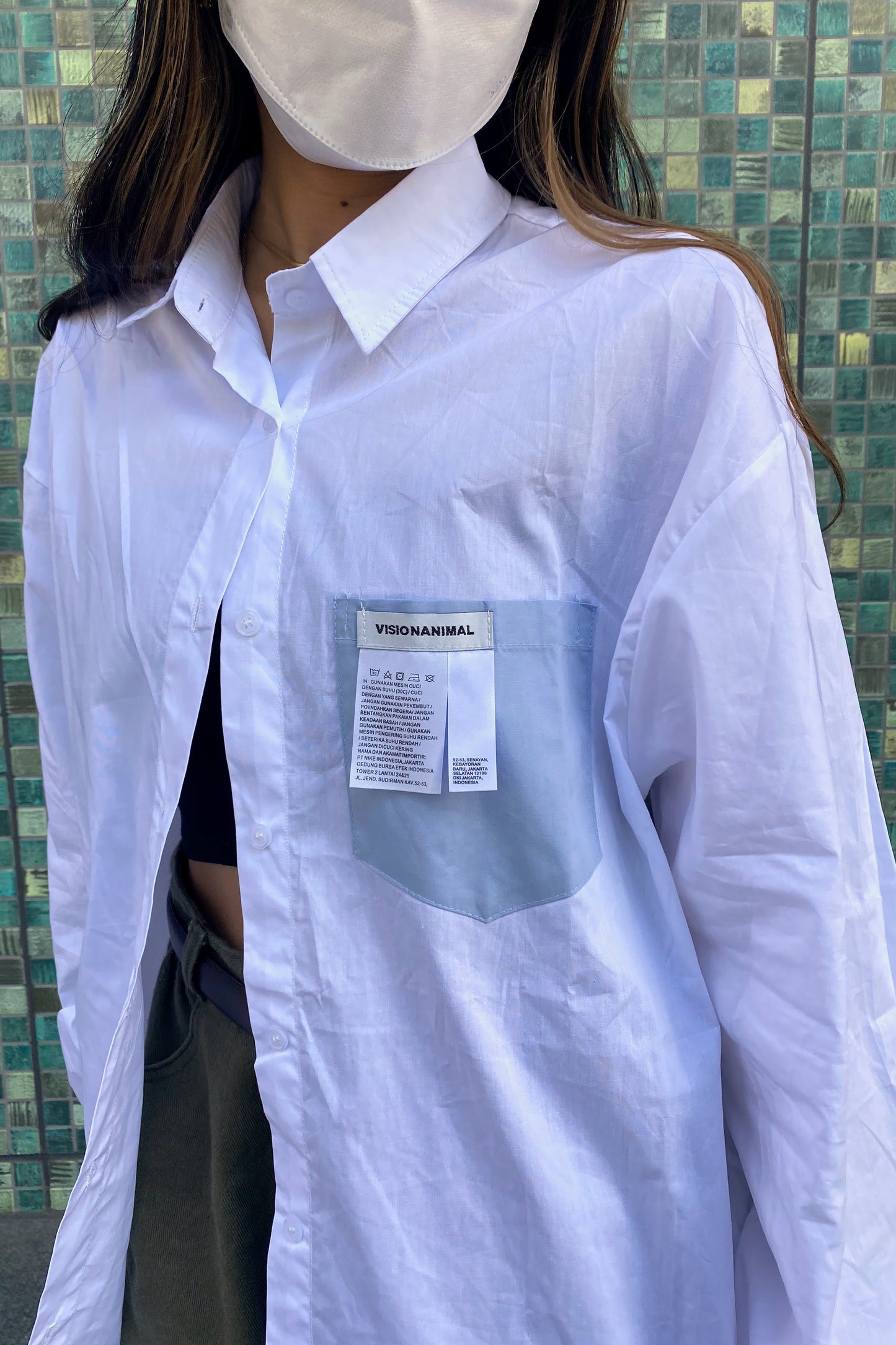 ホワイトポケットデザインシャツ DPA42102