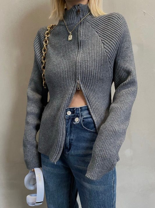 ユニークジップニットトップス DPB26052