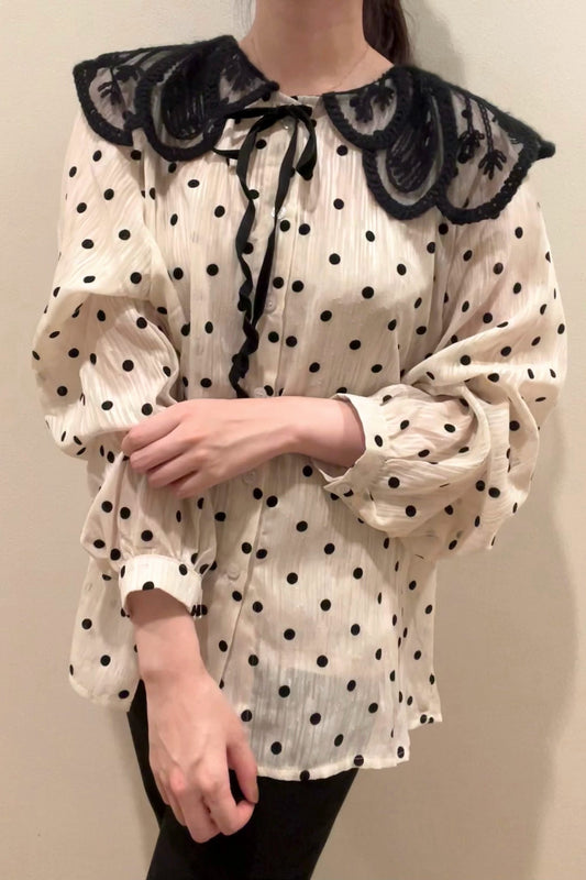 レースカラードットブラウス CPA03001