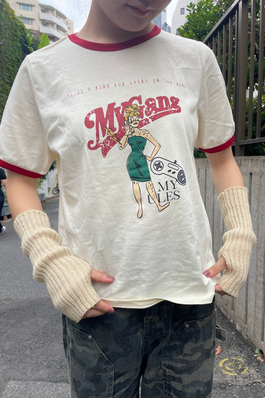 ガールプリントリンガーTシャツ DPA43083