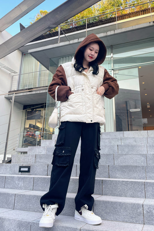 フード付きホワイトダウンベスト DPA46124