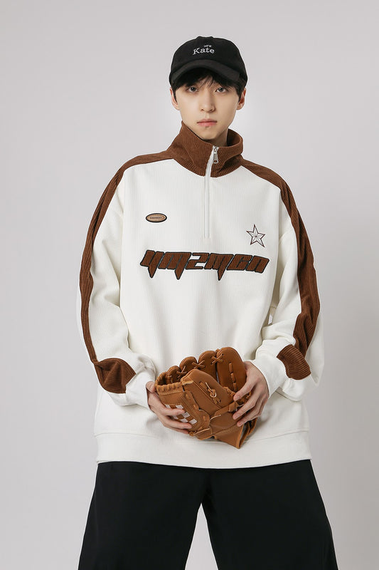 コーデュロイハーフジッププルオーバー SBA02017