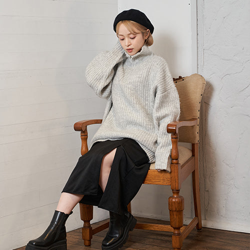 OVERSIZE HALF ZIP KNIT