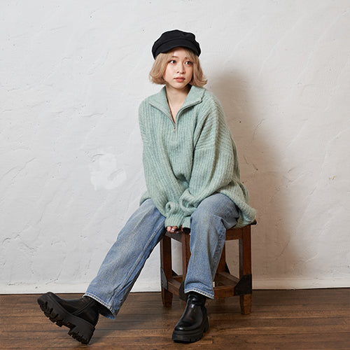 OVERSIZE HALF ZIP KNIT